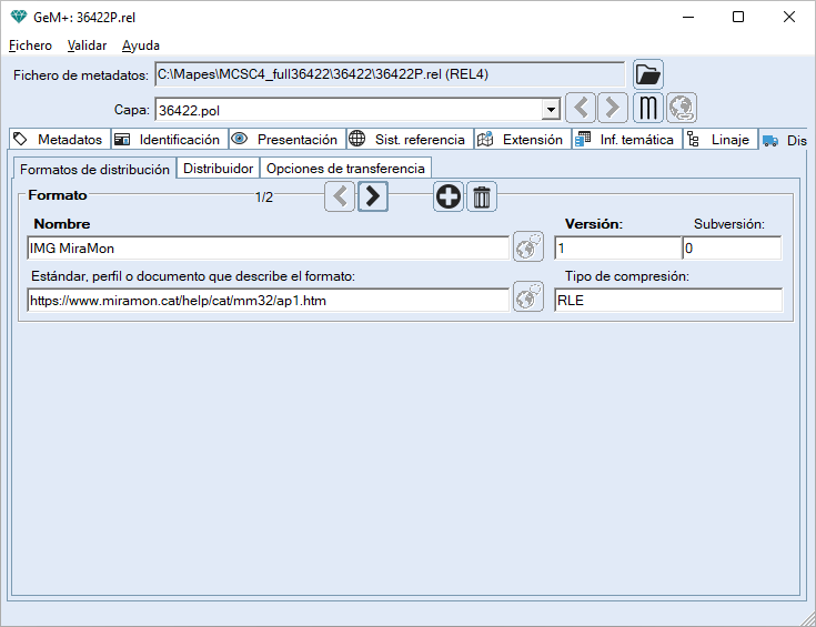 Pesta�a formatos de distribuci�n