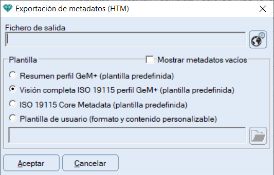 Informaci�n exportaci�n HTML