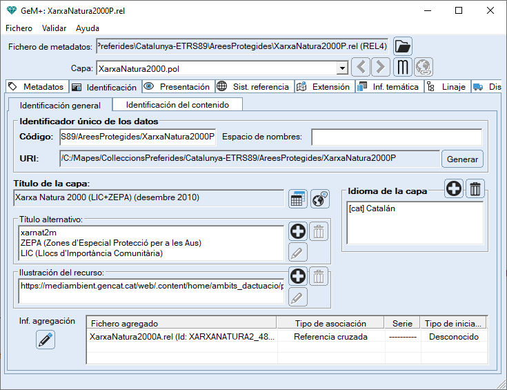 Pesta�a de identificaci�n general
