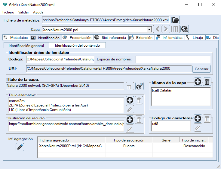 Pesta�a de identificaci�n general