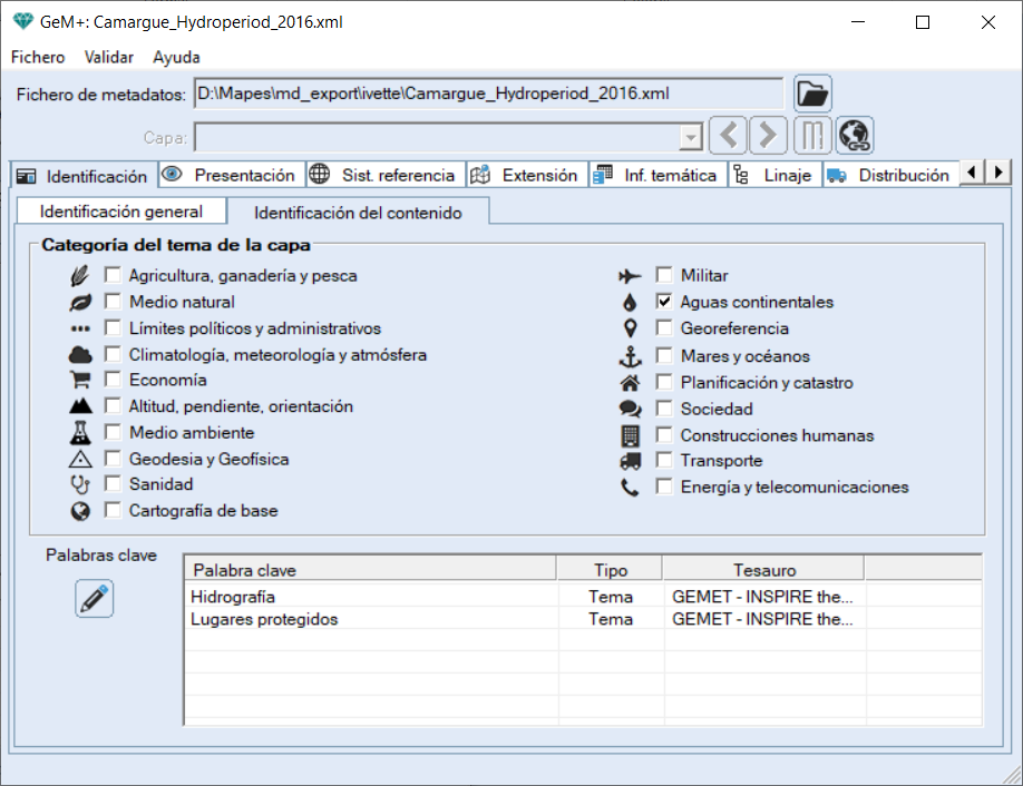 Pesta�a de identificaci�n del contenido
