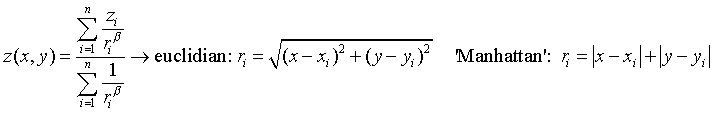 Inverse distance formula